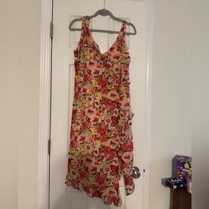 Jade Floral Sleeveless V-Neck Silk Midi Dress
